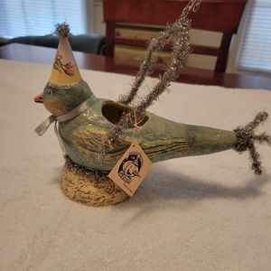 Johanna Parker paper mache blue bird basket